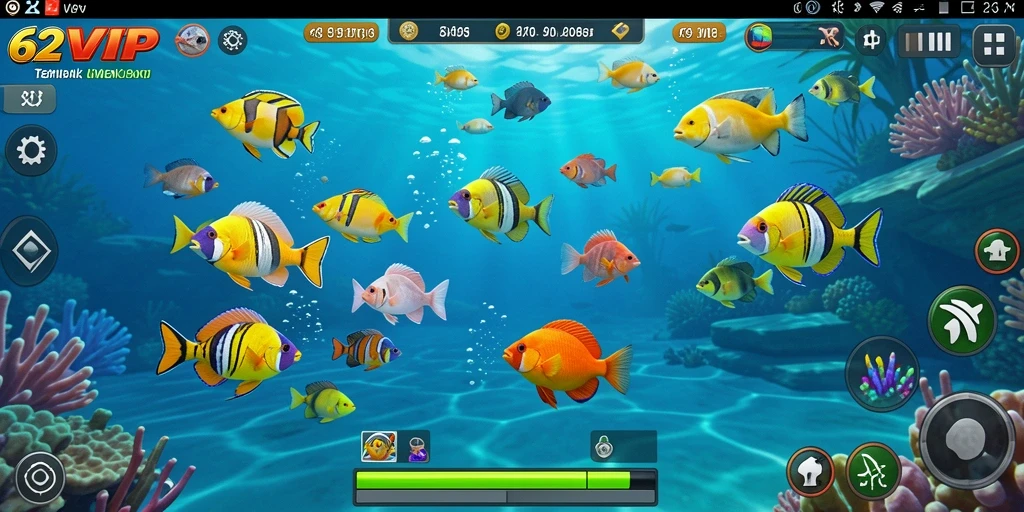 Screenshot gameplay Tembak Ikan 62VIP yang menampilkan aksi menembak ikan.