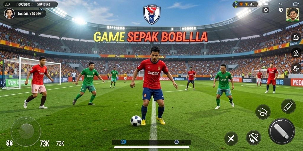 Tampilan gameplay seru dari 73K di lapangan sepak bola.