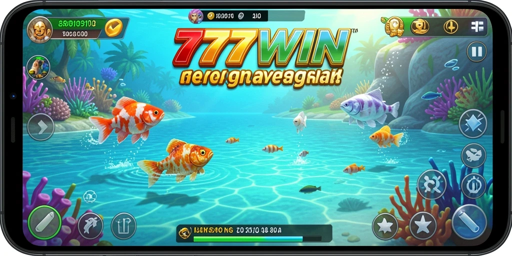 Screenshot gameplay 777WIN menampilkan momen menangkap ikan yang menegangkan.