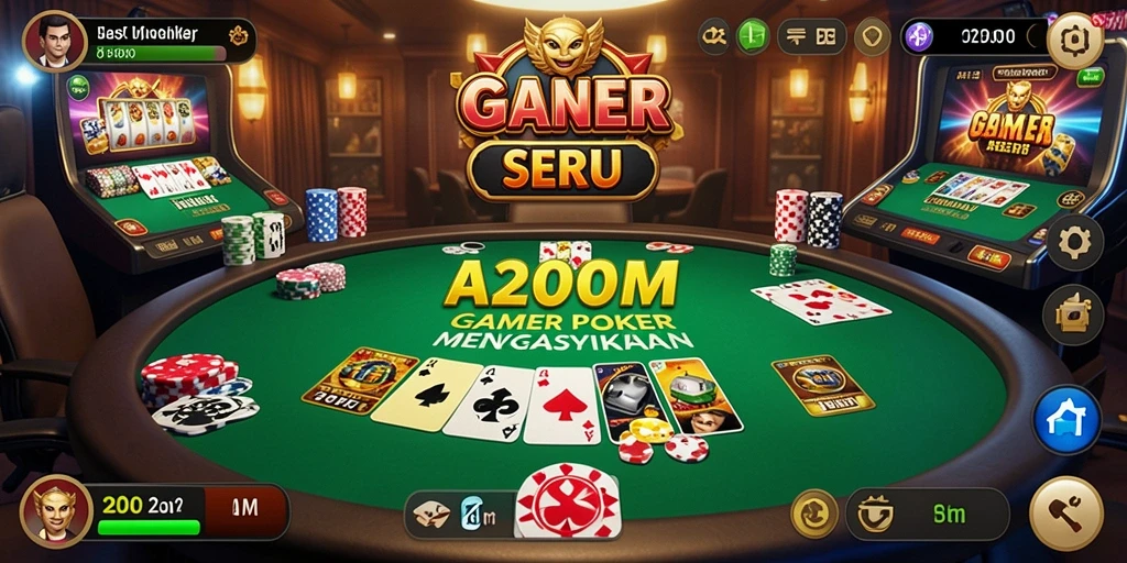 Tangkapan layar gameplay A200M yang mengasyikkan dan penuh strategi Poker.