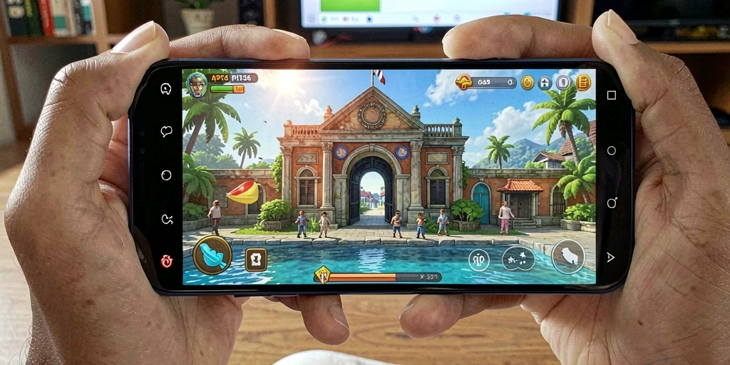 Tampilan gameplay menarik dan cerah di API36.