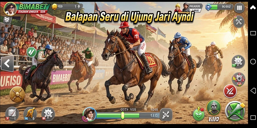 Screenshot menunjukkan aksi balapan seru di BIMABET dengan kendaraan melaju kencang.