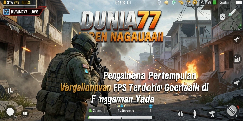 Screenshot DUNIA77 menampilkan aksi pertempuran FPS yang mendebarkan.