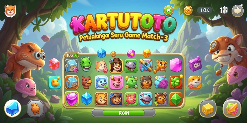 Screenshot gameplay KARTUTOTO yang menunjukkan keseruan mencocokkan elemen.