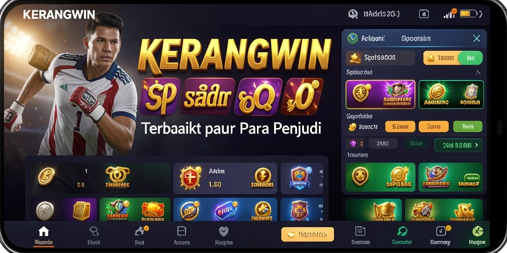 Tangkapan layar KERANGWIN menampilkan antarmuka taruhan olahraga yang dinamis.