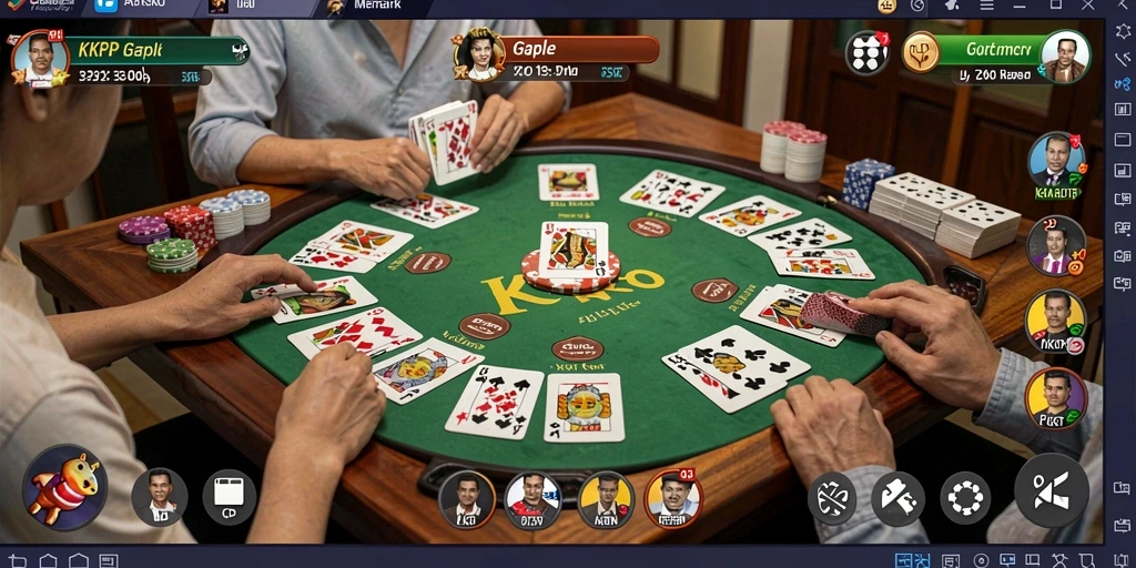 Tampilan screenshot KKRP yang menunjukkan gameplay Gaple yang seru.