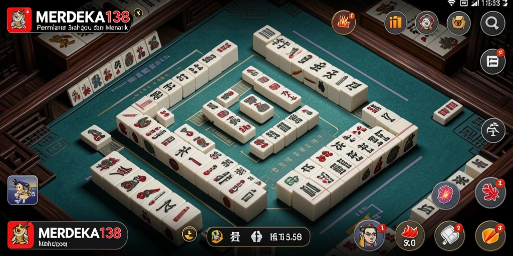 Tampilan gameplay <strong>MERDEKA138</strong> yang menyerupai permainan Mahjong klasik.