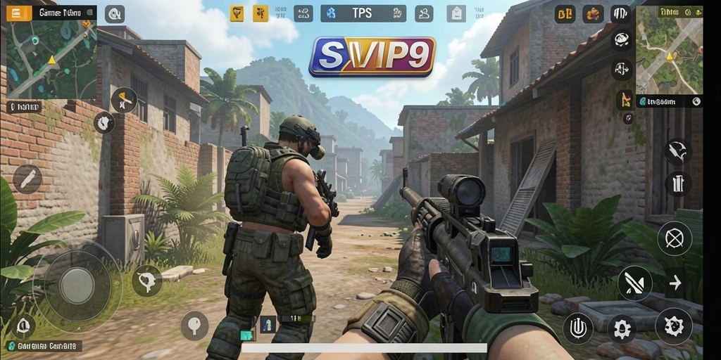 Screenshot gameplay SVIP9 menampilkan pertempuran seru dalam mode TPS.