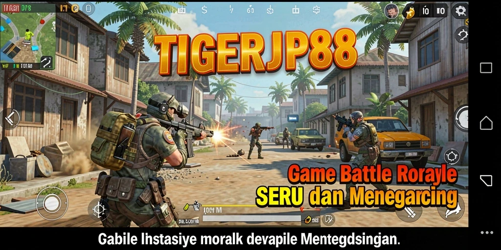Screenshot utama TIGERJP88 menampilkan aksi mendebarkan dalam pertempuran Battle Royale.